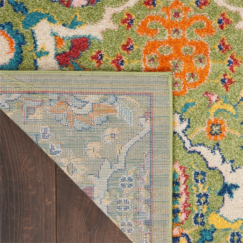 nourison allur 3' x 5' sage ivory fabric bohemian area rug (3' x 5')