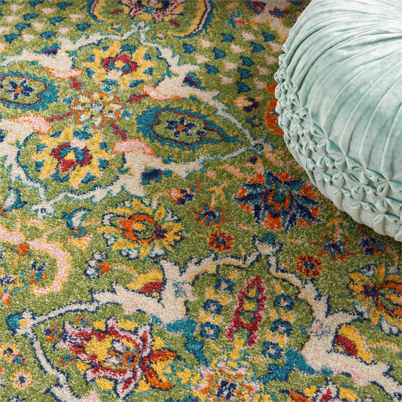 nourison allur 3' x 5' sage ivory fabric bohemian area rug (3' x 5')