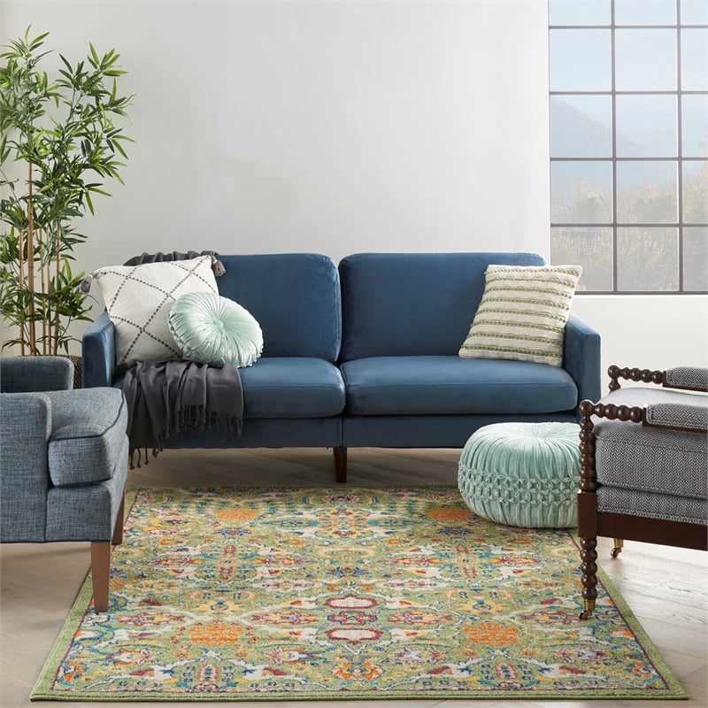 nourison allur 3' x 5' sage ivory fabric bohemian area rug (3' x 5')