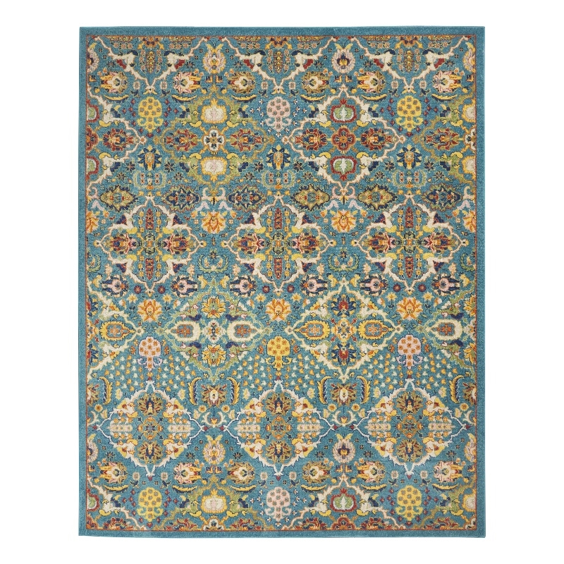 Nourison Allur 7' x 10' Turquoise Ivory Fabric Bohemian Area Rug (7' x 10')