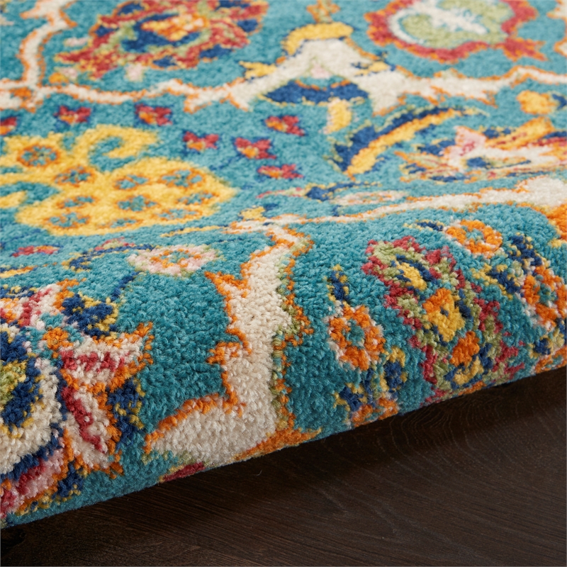 Nourison Allur 6' x 9' Turquoise Ivory Fabric Bohemian Area Rug (6' x 9')