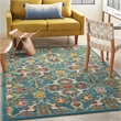 Nourison Allur 6' x 9' Turquoise Ivory Fabric Bohemian Area Rug (6' x 9')