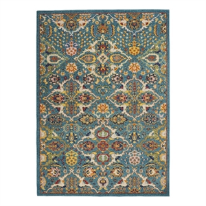Nourison Allur 3' x 5' Turquoise Ivory Fabric Bohemian Area Rug (3' x 5')
