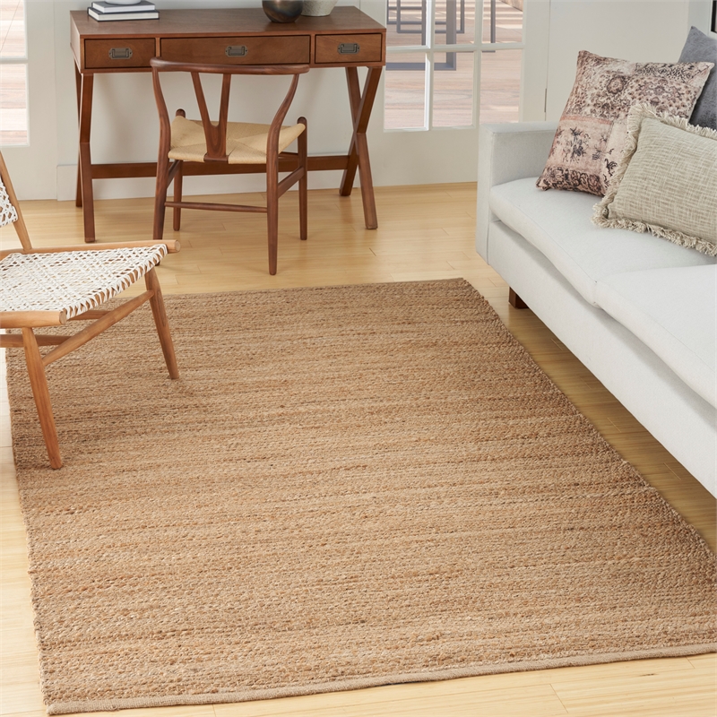 Nourison Natural Jute 6' x 9' Natural Farmhouse Indoor Rug