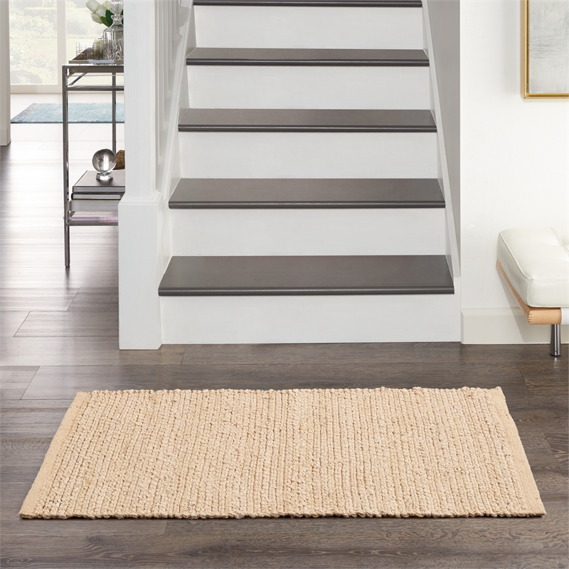 Nourison Natural Jute 2' x 3' Bleached / Beige Farmhouse Jute Indoor Rug