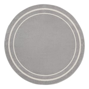 Nourison Essentials 96&quot Round Contemporary Indoor/Outdoor Rug in Gray/Ivory