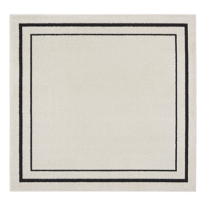 Nourison Essentials 60&quot Square Indoor/Outdoor Rug in Cream Ivory/Black