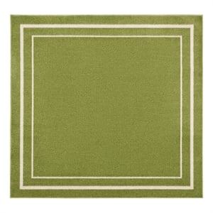 Nourison Essentials 60' x square Contemporary Indoor/Outdoor Rug in Green Ivory
