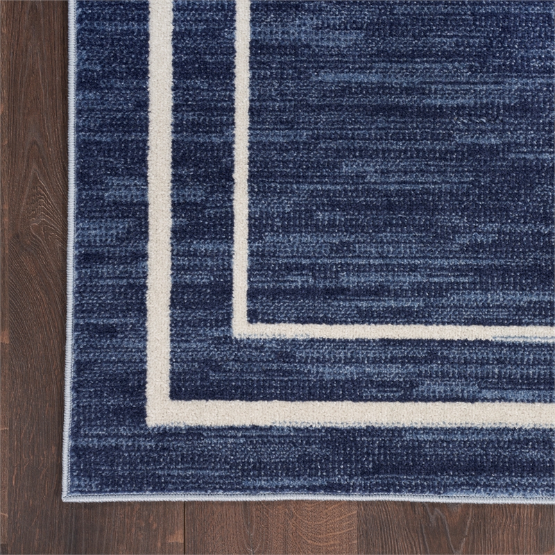 Nourison Essentials 5' x square Navy/Ivory Contemporary Indoor/Outdoor Rug