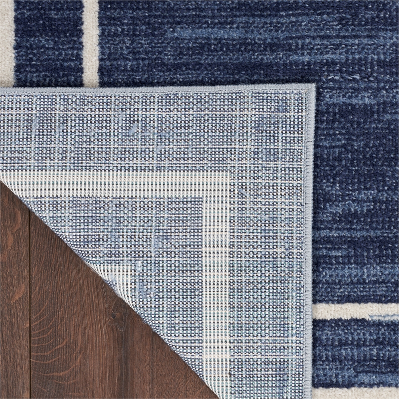 Nourison Essentials 5' x square Navy/Ivory Contemporary Indoor/Outdoor Rug