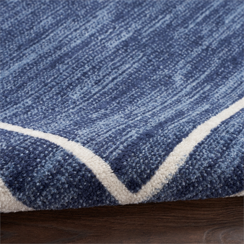 Nourison Essentials 5' x square Navy/Ivory Contemporary Indoor/Outdoor Rug