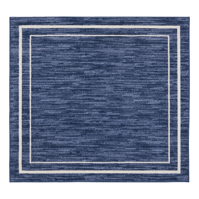 Nourison Essentials 5' x square Navy/Ivory Contemporary Indoor/Outdoor Rug