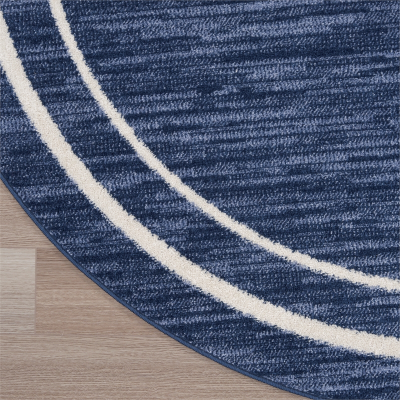 Nourison Essentials 6' x round Navy/Ivory Contemporary Indoor/Outdoor Rug