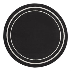 Nourison Essentials 8' x round Black Ivory Contemporary Indoor/Outdoor Rug