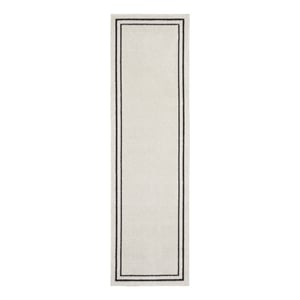 Nourison Essentials 2' x 6' Ivory/Black Contemporary Indoor/Outdoor Rug