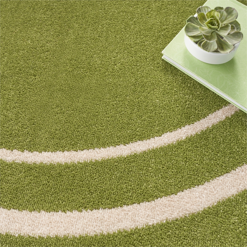 nourison essentials 8' x round green ivory contemporary indoor/outdoor rug