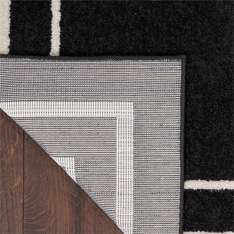 Nourison Essentials 3' x 5' Black Ivory Contemporary Indoor/Outdoor Rug