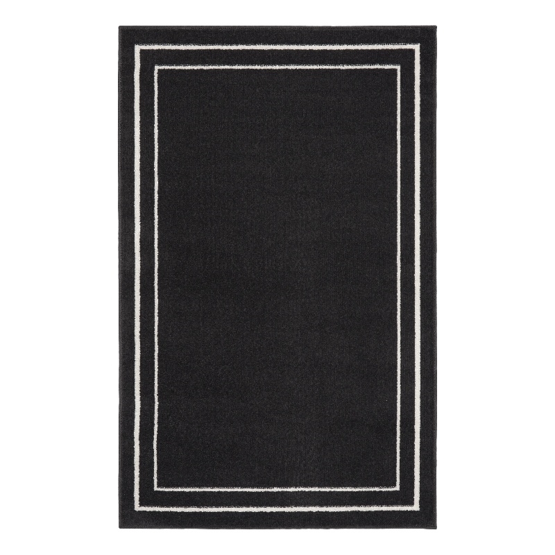 Nourison Essentials 3' x 5' Black Ivory Contemporary Indoor/Outdoor Rug