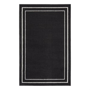 Nourison Essentials 3' x 5' Black Ivory Contemporary Indoor/Outdoor Rug