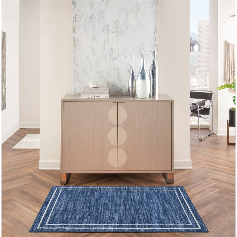 Nourison Essentials 3' x 5' Navy/Ivory Contemporary Indoor/Outdoor Rug