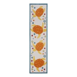 Nourison Aloha 2'3&quot x 8' Teal Multi Coastal Nautical & Beach Indoor/Outdoor Rug