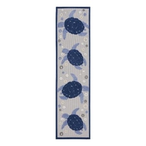 Nourison Aloha 2'3&quot x 8' Navy Blue Coastal Nautical & Beach Indoor/Outdoor Rug