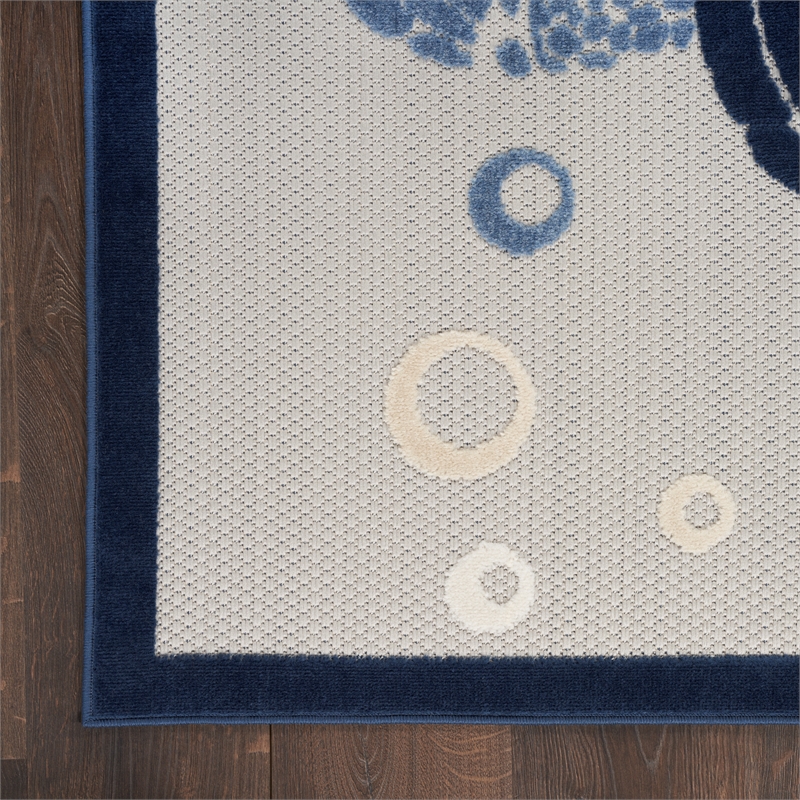 Nourison Aloha 2' x 6' Navy Blue Coastal Nautical & Beach Indoor/Outdoor Rug