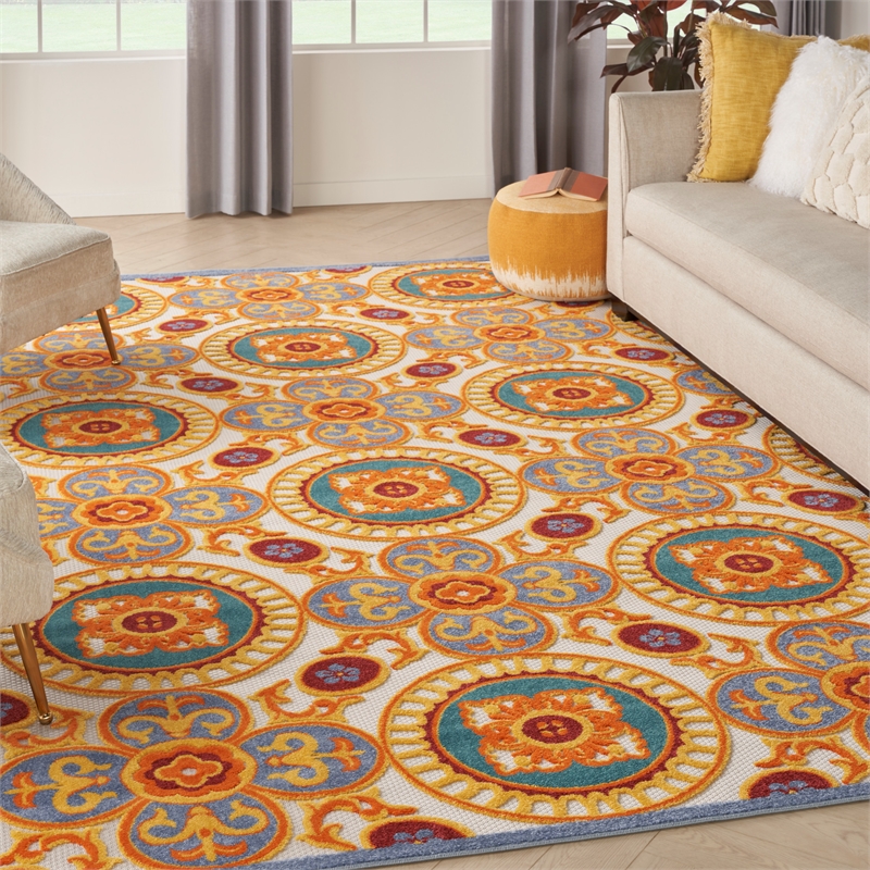 Nourison Aloha 9' x 12' Multicolor Tropical Indoor/Outdoor Rug