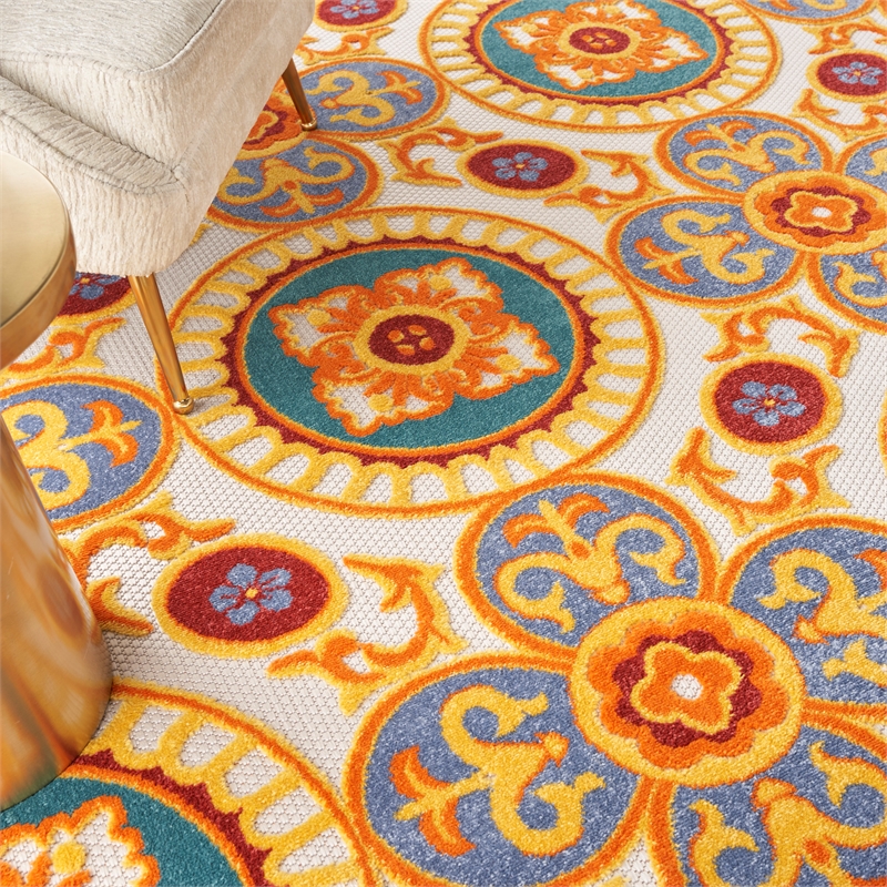 Nourison Aloha 9' x 12' Multicolor Tropical Indoor/Outdoor Rug