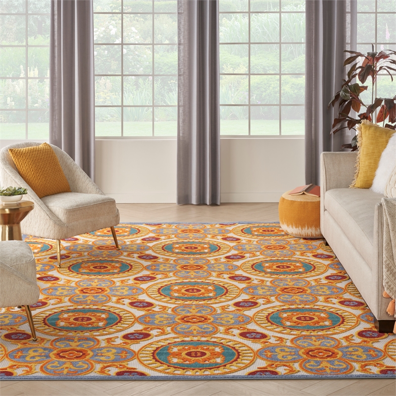 Nourison Aloha 9' x 12' Multicolor Tropical Indoor/Outdoor Rug