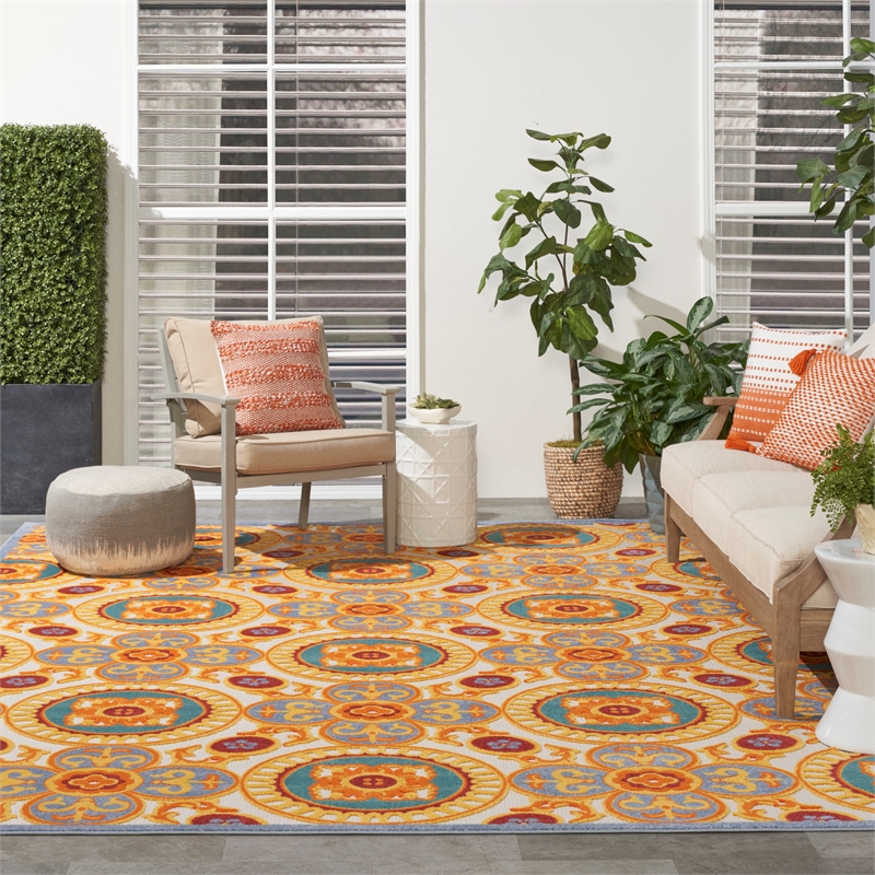 Nourison Aloha 9' x 12' Multicolor Tropical Indoor/Outdoor Rug