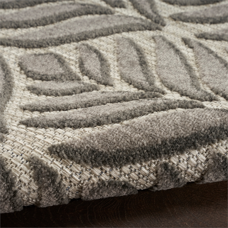 Nourison Aloha 3' x 4' Charcoal Fabric Tropical Area Rug (3' x 4')