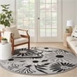 Nourison Aloha 8' x Round Black White Fabric Contemporary Area Rug (8' Round)