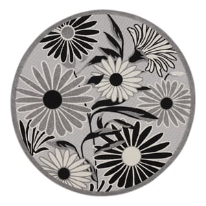 Nourison Aloha 8' x Round Black White Fabric Contemporary Area Rug (8' Round)