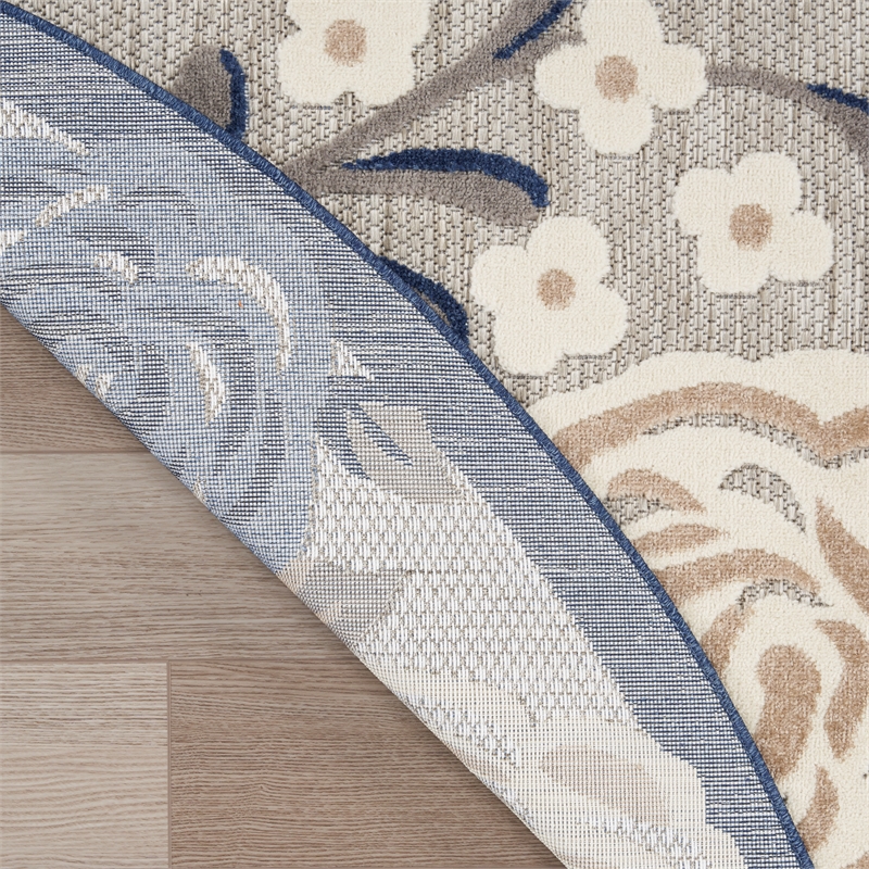 Nourison Aloha 8' x Round Blue Gray Fabric Contemporary Area Rug (8' Round)