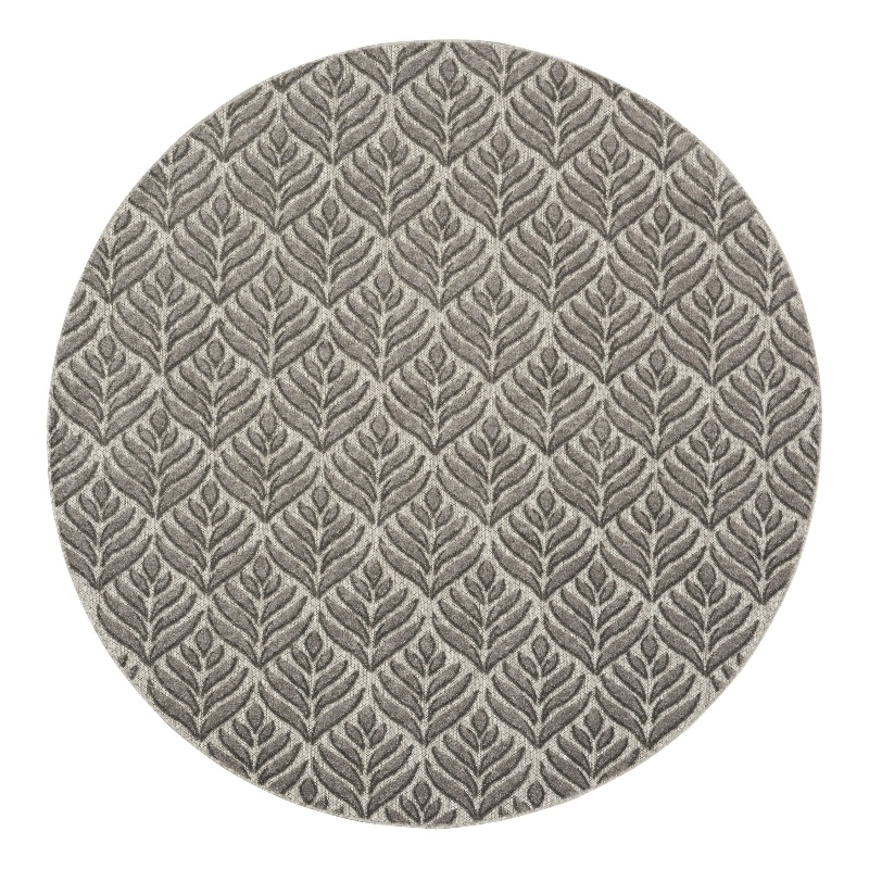 Nourison Aloha 8' x Round Charcoal Fabric Tropical Area Rug (8' Round)