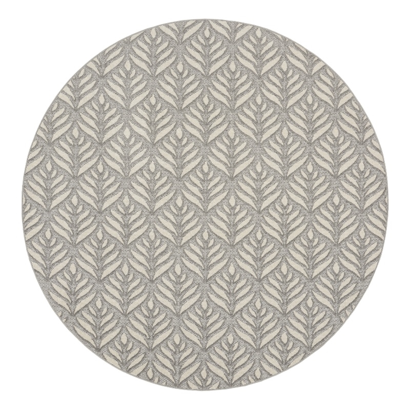 Nourison Aloha 8' x Round Gray Fabric Tropical Area Rug (8' Round)
