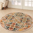Nourison Allur 5' x Round Ivory Multicolor Fabric Bohemian Area Rug (5' Round)
