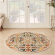 Nourison Allur 5' x Round Ivory Multicolor Fabric Bohemian Area Rug (5' Round)
