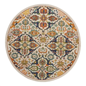 Nourison Allur 5' x Round Ivory Multicolor Fabric Bohemian Area Rug (5' Round)