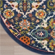 Nourison Allur 8' x Round Navy Multicolor Fabric Bohemian Area Rug (8' Round)