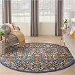 Nourison Allur 8' x Round Navy Multicolor Fabric Bohemian Area Rug (8' Round)
