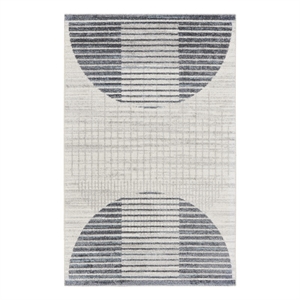 Nourison Astra Machine Washable 4' x 6' Ivory Blue Mid-Century Indoor Rug