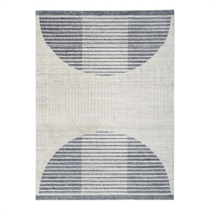 Nourison Astra Machine Washable 6'7&quot x 9' Ivory Blue Mid-Century Indoor Rug