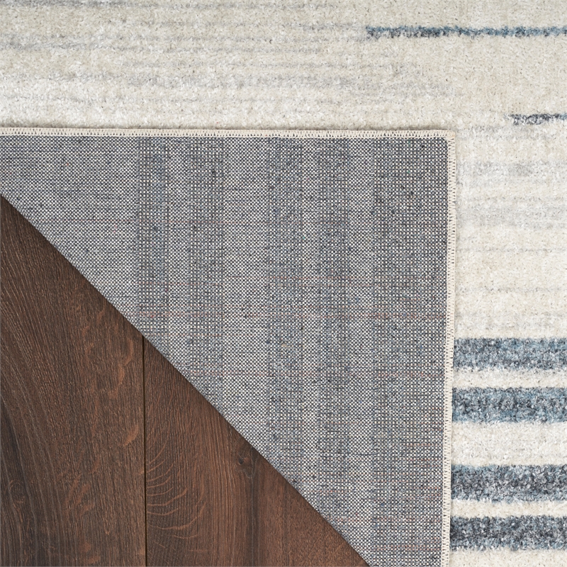 Nourison Astra Machine Washable 4' x 6' Ivory Blue Mid-Century Indoor Rug
