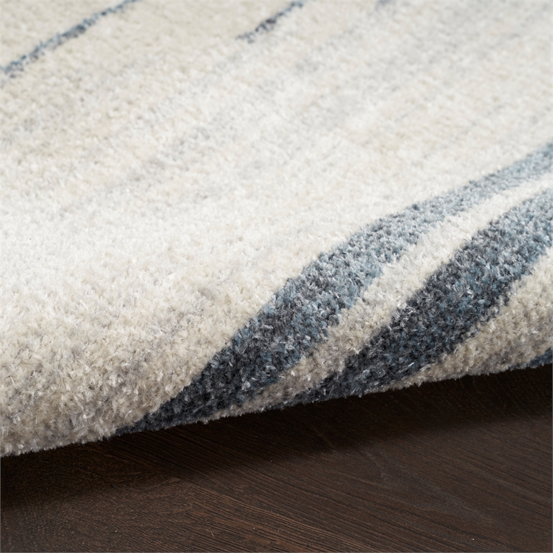 Nourison Astra Machine Washable 4' x 6' Ivory Blue Mid-Century Indoor Rug