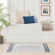 Nourison Astra Machine Washable 4' x 6' Ivory Blue Mid-Century Indoor Rug