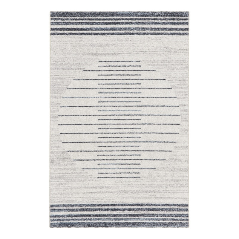 Nourison Astra Machine Washable 4' x 6' Ivory Blue Mid-Century Indoor Rug