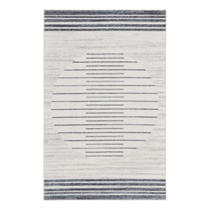 Nourison Astra Machine Washable 4' x 6' Ivory Blue Mid-Century Indoor Rug