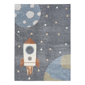 Nourison Astra Machine Washable 5'3&quot x 7' Sky Blue Indoor Rug